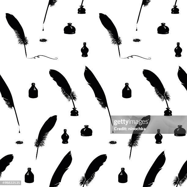 feather seamless pattern - quill pen stock illustrations