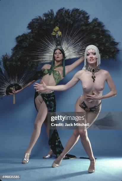 Dancer Linda Bardot with the Kicks Topless Revue performs at the Rainbow Room, New York, New York, 1979.