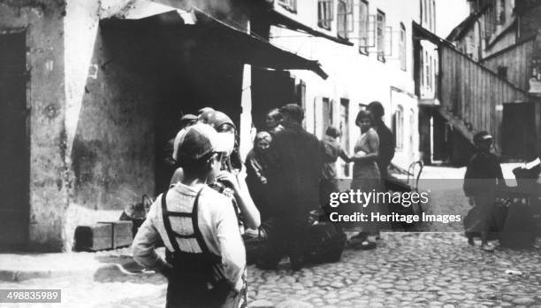 Polish ghetto, Vilna, USSR, World War II, 1939-1944. Formerly the foremost centre of rabbinical learning in Europe, the Polish city of Vilna was...