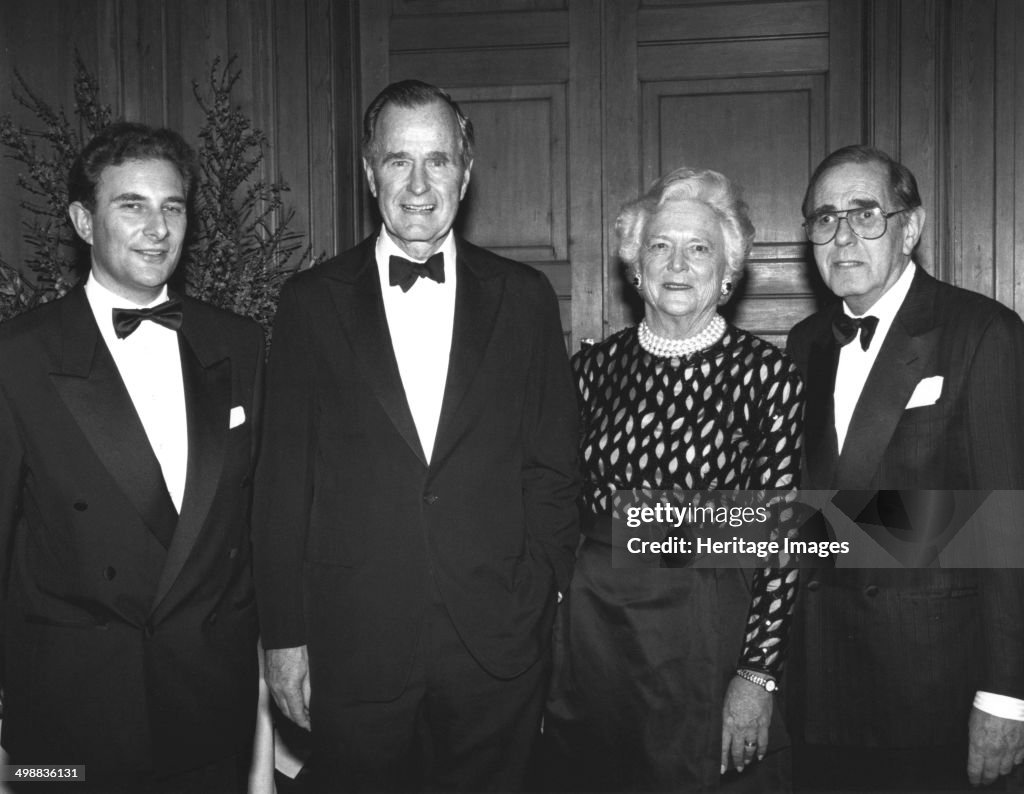 George Bush Senior at Jewish dinner, 1993. Artist: Sidney Harris