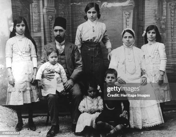 Jewish family in Baghdad, 1912. Family portrait of Iraqi Jews.