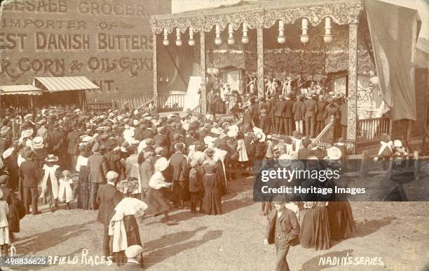 Proctor's Bioscope, sideshow at Chesterfield Races, Derbyshire, c1900. The travelling Bioscope showmen who visited fairs and events in the period...