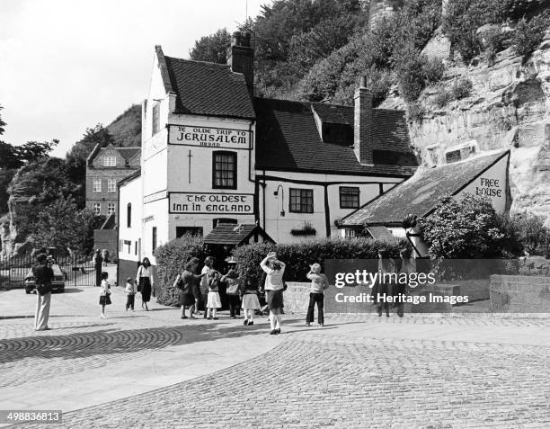 Ye Olde Trip to Jerusalem Public House and Brewhouse Yard Museum, Nottingham, c1980. The Trip to Jerusalem pub has an old and venerable history...