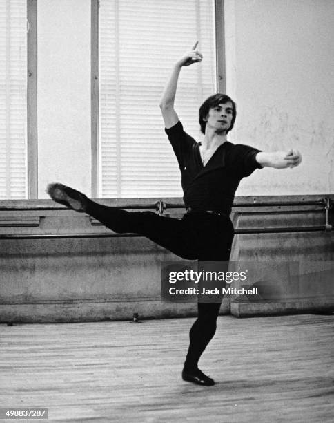 Russian-French dancer and actor Rudolf Nureyev rehearses, 1962.
