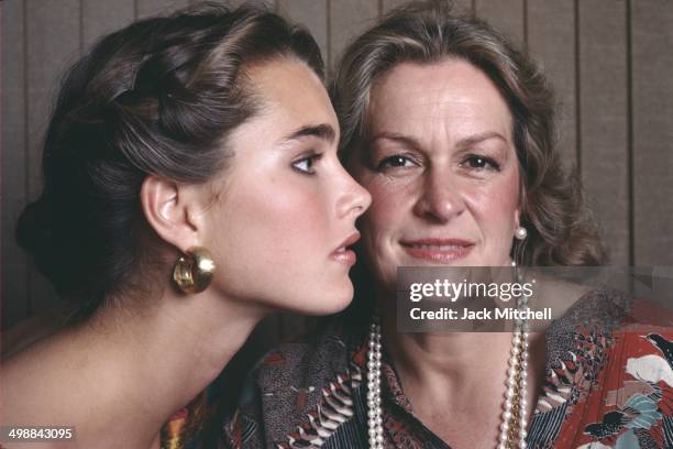 Portrait of American model and actress Brooke Shields and her mother and manager, Teri Shields, New York, New York, 1981.