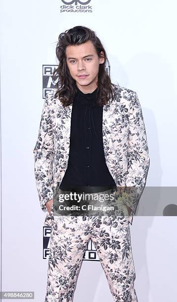 Singer Harry Styles of One Direction arrives at the 2015 American Music Awards at Microsoft Theater on November 22, 2015 in Los Angeles, California.