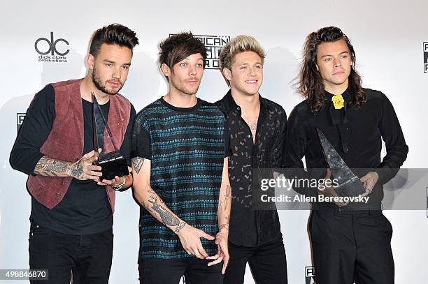 Recording artists Liam Payne, Louis Tomlinson, Niall Horan and Harry Styles of One Direction, winners of Favorite Pop/Rock Band/Duo/Group and Artist...