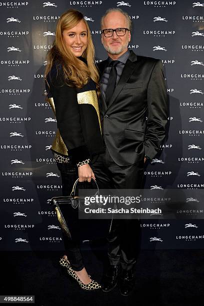 Markus Wahl of Longchamp and Alina Gerber attend the Longchamp store opening on November 26, 2015 in Cologne, Germany.