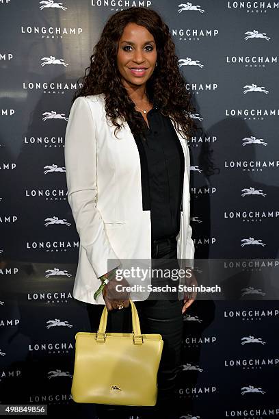Liz Baffoe attends the Longchamp store opening on November 26, 2015 in Cologne, Germany.