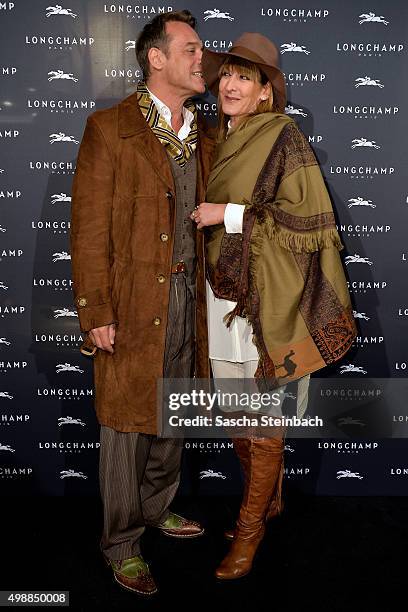 Kai Noll and Anne-Kristin Schollenberger attend the Longchamp store opening on November 26, 2015 in Cologne, Germany.