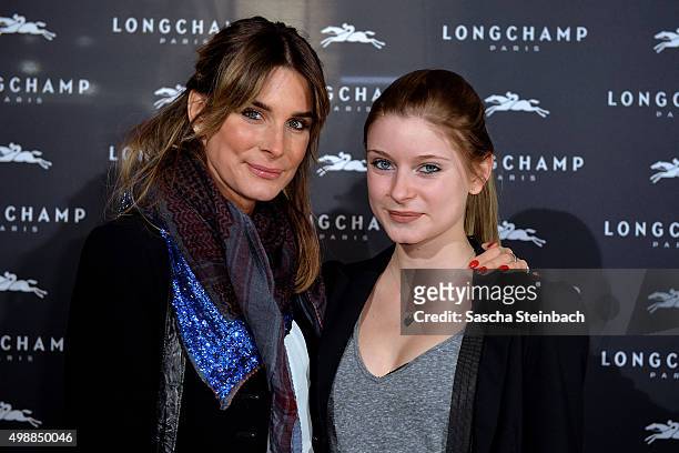 Claudelle Deckert and her daughter Romy attend the Longchamp store opening on November 26, 2015 in Cologne, Germany.
