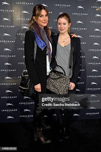 Claudelle Deckert and her daughter Romy attend the Longchamp store opening on November 26, 2015 in Cologne, Germany.