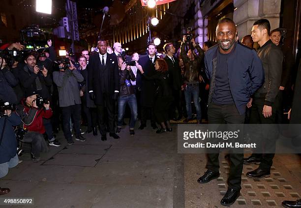 Idris Elba and models stop traffic as they arrive at Superdry Regent Street to celebrate the launch of the new premium menswear AW15 'Idris Elba +...