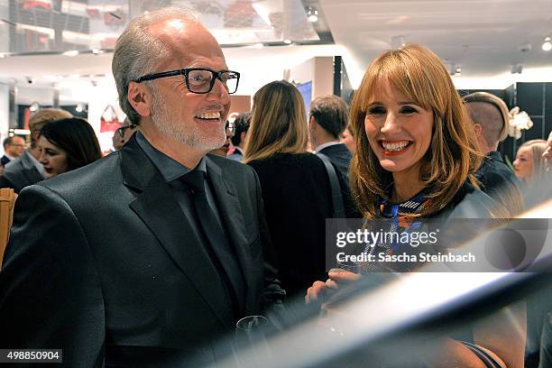 Markus Wahl of Longchamp and Mareile Hoeppner attend the Longchamp store opening on November 26, 2015 in Cologne, Germany.