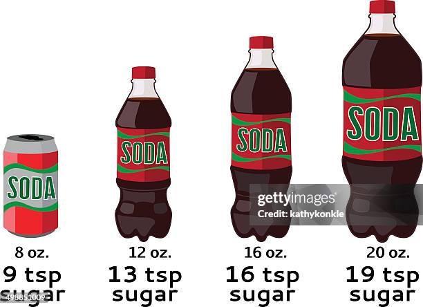 amount of sugar in soda - soda stock illustrations