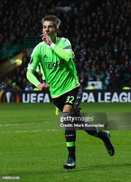 Vaclav Cerny of Ajax celebrates as he scores their second goal during the UEFA Europa League Group A match between Celtic FC and AFC Ajax at Celtic...