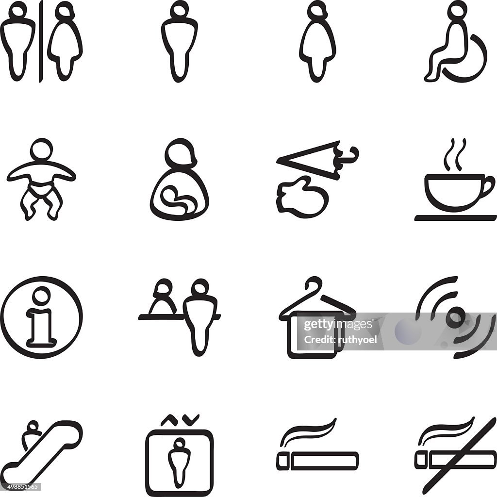 Calligraphic public places icons part 1