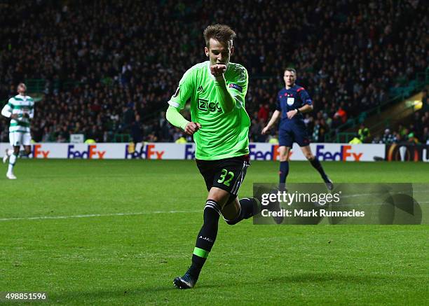 Vaclav Cerny of Ajax celebrates as he scores their second goal during the UEFA Europa League Group A match between Celtic FC and AFC Ajax at Celtic...