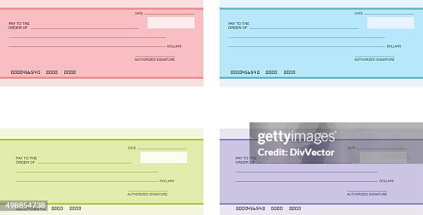bank cheque icon set - personal check stock illustrations