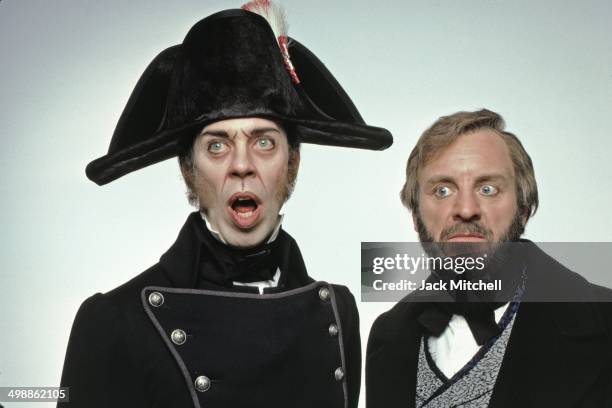 Portrait of actors Terrence Mann and Colm Wilkinson in the original Broadway prodction of 'Les Miserables", 1987.