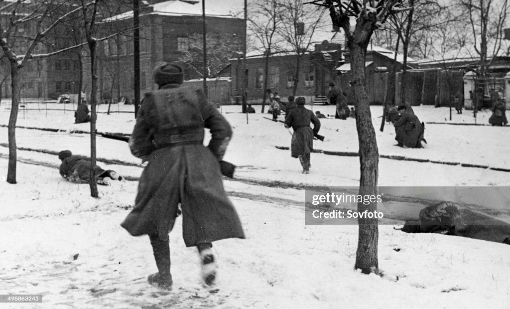 World War 2. November 1941. Street fighting with German invaders in Rostov-on-Don