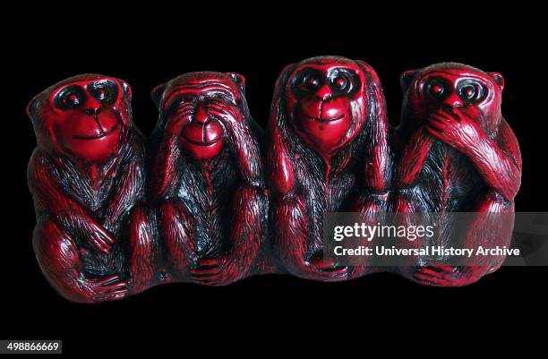 Monkey No Rene See No Evil Speak No Evil Hear No Evil Monkeys - Fotografias e Filmes ...