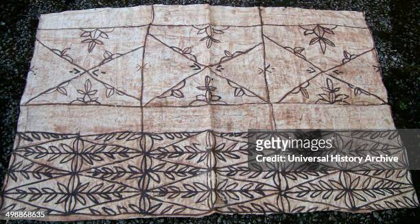 Painted Tapa, or Ngatu, from Tonga in the South Pacific, Tapa cloth is made from the inner bark of the mulberrytree and is used on ceremonial...