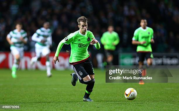 Vaclav Cerny of Ajax breaks into space before scoring the winning goal during the UEFA Europa League Group A match between Celtic FC and AFC Ajax on...