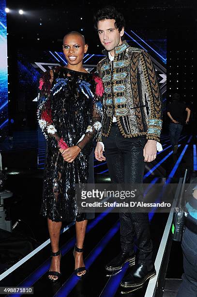 Skin and Mika attend 'X Factor' Tv Show on November 25, 2015 in Milan, Italy.