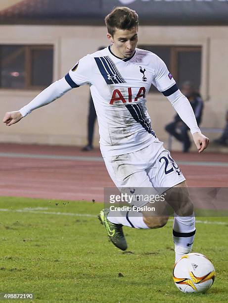 Tom Carroll of Tottenham Hotspur FC in action during the UEFA Europe League match between Qarabag FK and Tottenham Hotspur FC at Tofig Bahramov...