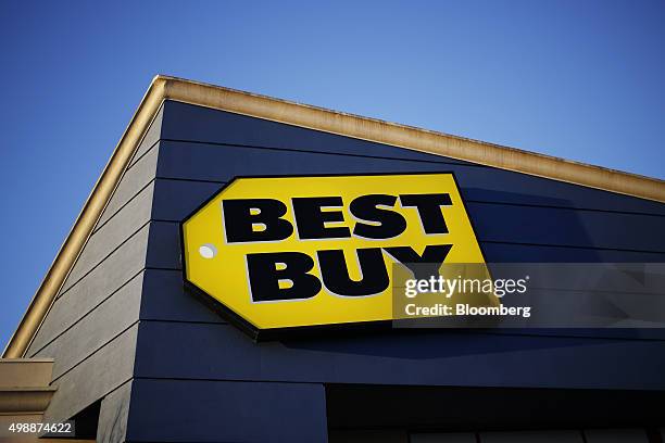 Best Buy Co. Signage is displayed at a store in Chesapeake, Virginia, U.S., on Thursday, Nov. 26, 2015. In 2011, several big U.S. Retailers moved...