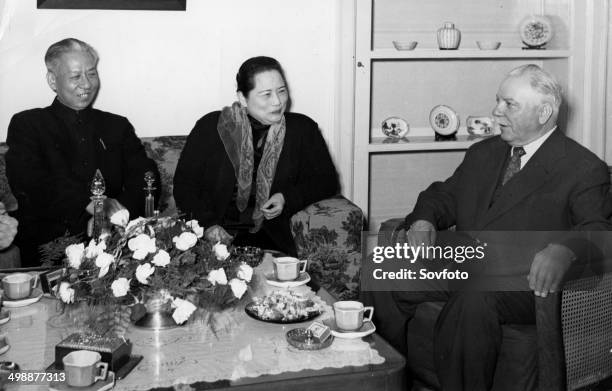 Mme. Soong Ching Ling , Vice-Chairman of the Standing Committee of the National People's Congress, giving a luncheon at her residence in honor of...