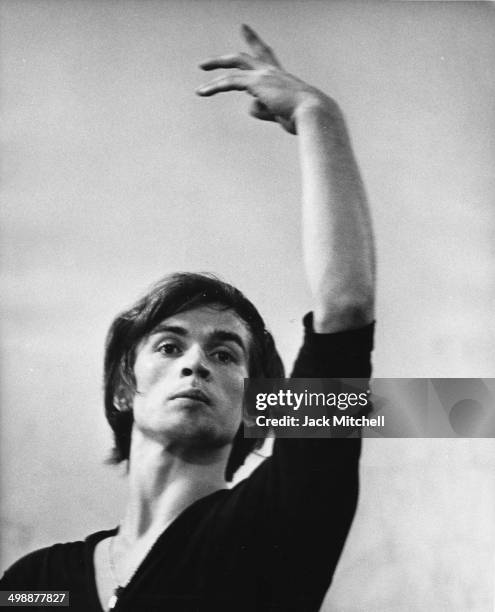 Russian-born French Rudolf Nureyev rehearses at the American Ballet Theatre School, New York, New York, September 1962.
