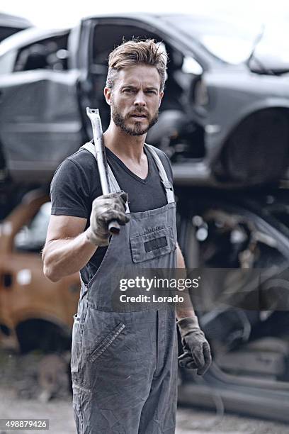 male mechanic at junkyard - pants pulled down stock pictures, royalty-free photos & images