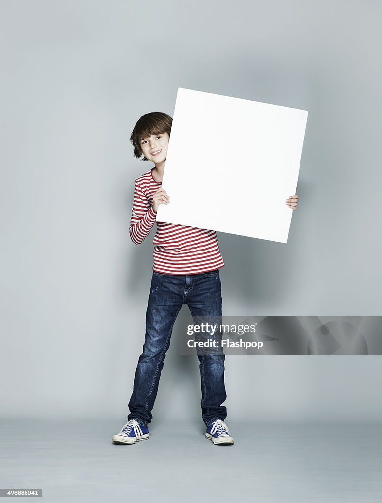 Person holding blank card