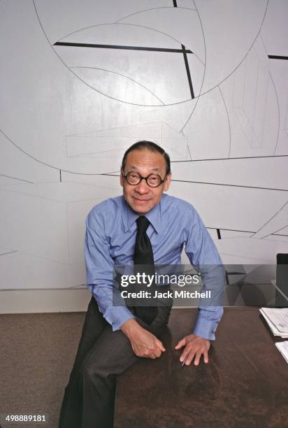 Portrait of Chinese-American architect IM Pei in his office, 1978.