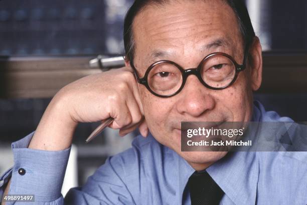 Portrait of Chinese-American architect IM Pei in his office, 1978.