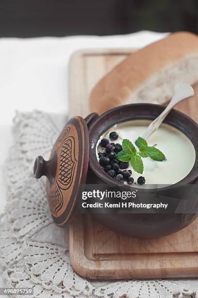 homemade yogurt - yoghurt lid stock pictures, royalty-free photos & images
