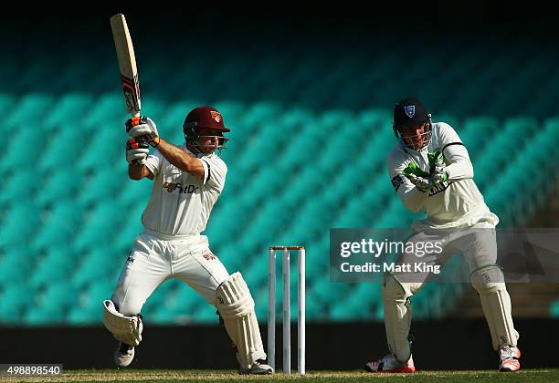 Chris Hartley of the Bulls bats during day one of the Sheffield Shield match between New South Wales and Queensland at Sydney Cricket Ground on...