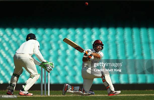 Chris Hartley of the Bulls bats during day one of the Sheffield Shield match between New South Wales and Queensland at Sydney Cricket Ground on...