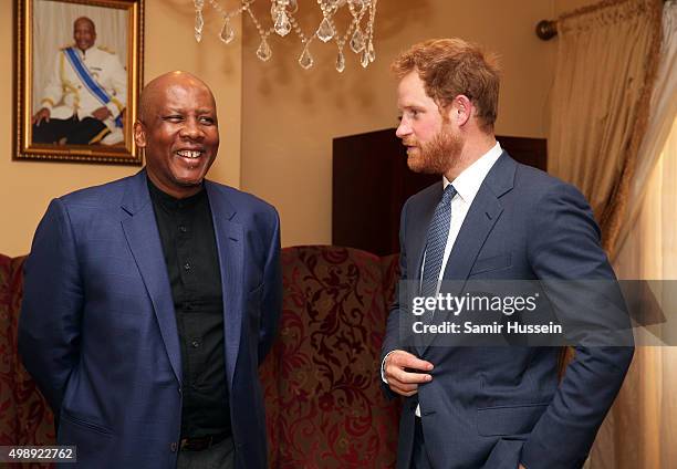 Prince Harry meets with King Letsie III during an official visit to Africa on November 26, 2015 in Maseru, Lesotho.