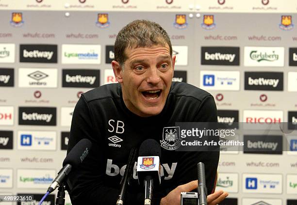 Manager. Slaven Bilic of West Ham United during his press conference ahead of Training at Chadwell Heath on November 27, 2015 in London, England.