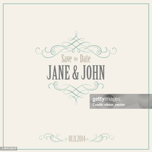 vintage invitation card. vector illustration - wedding stock illustrations