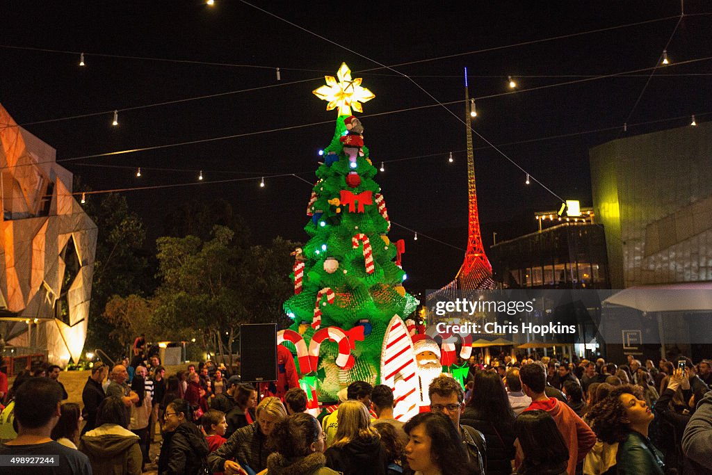 Melbourne Lights Up Giant Christmas Tree Made Of Lego