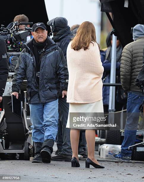 Vera Farmiga and the cast of The Conjuring 2: The Enfield Poltergeist are seen filming on November 25, 2015 in London, England.