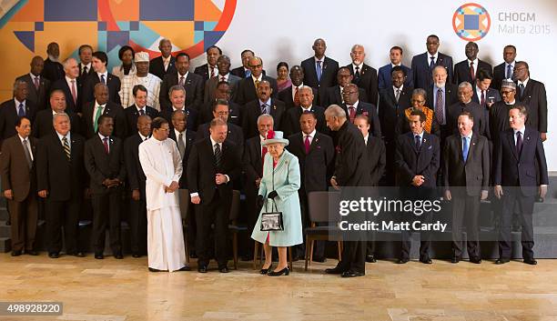 Queen Elizabeth II joins Sri Lanka president Maithriipala Sirisena, Malta Prime Minister Joseph Muscat and Commonwealth Secretary General Kamalesh...