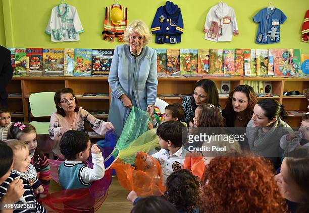 Patron of Book Trust, Camilla, Duchess of Cornwall visits he Read With Me Literacy Programme at The Thomas More Collage Primary Schoo on November 27,...