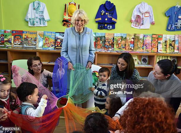 Patron of Book Trust, Camilla, Duchess of Cornwall visits he Read With Me Literacy Programme at The Thomas More Collage Primary Schoo on November 27,...