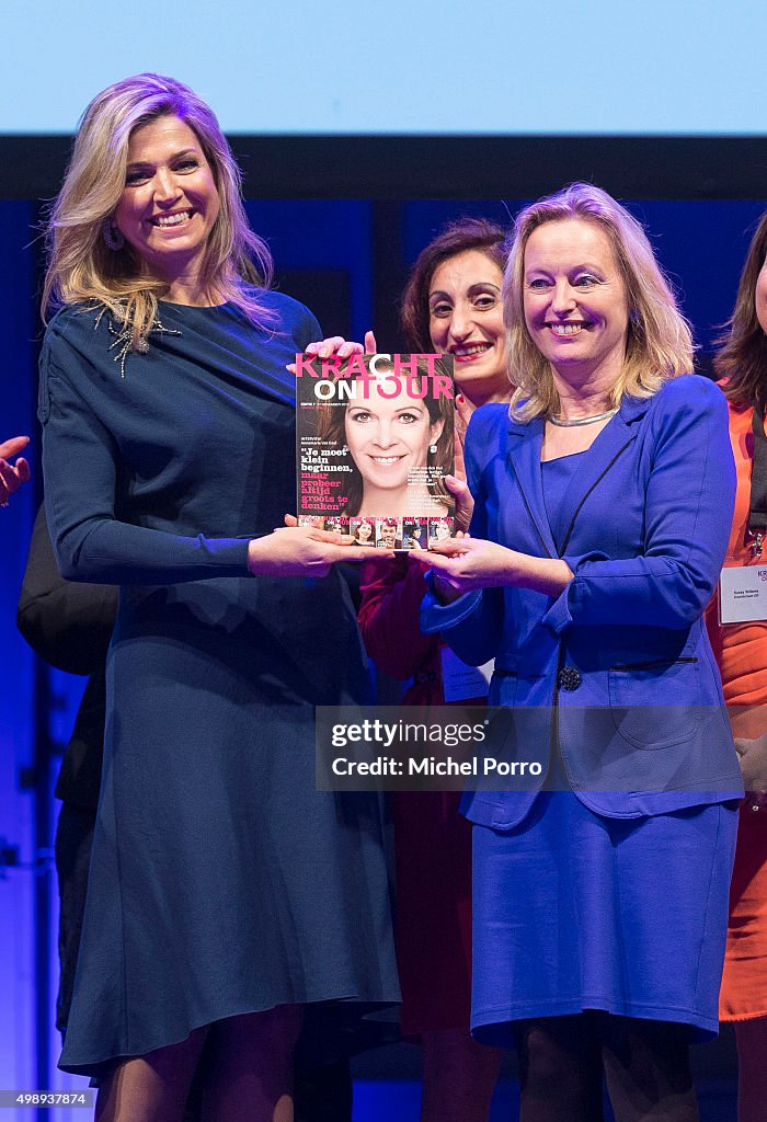 Queen Maxima Of The Netherlands Attends "Kracht On Tour" Financial Support Workshops For Women In The Hague