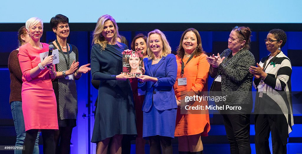 Queen Maxima Of The Netherlands Attends "Kracht On Tour" Financial Support Workshops For Women In The Hague